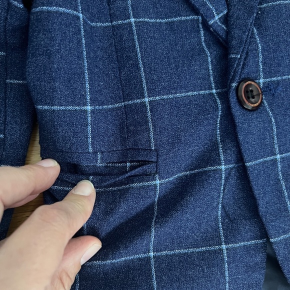 SwotGDoby Boys Plaid Checkered Blue 3 Piece Suit Outfit EU Size 100 - Picture 5 of 6